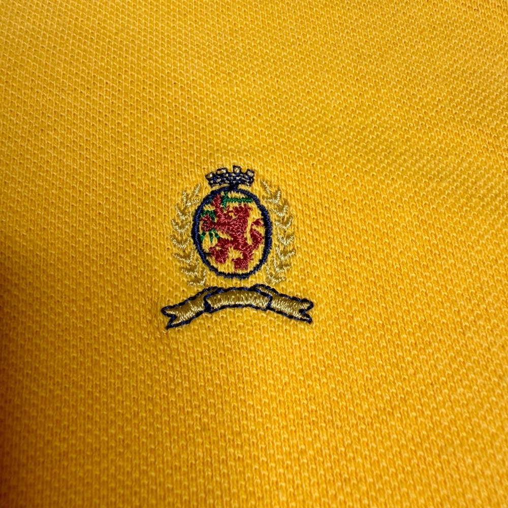 Tommy Hilfiger Mens Small Yellow Cotton Pique Polo Shirt Crest Logo Short Sleeve - Picture 4 of 12